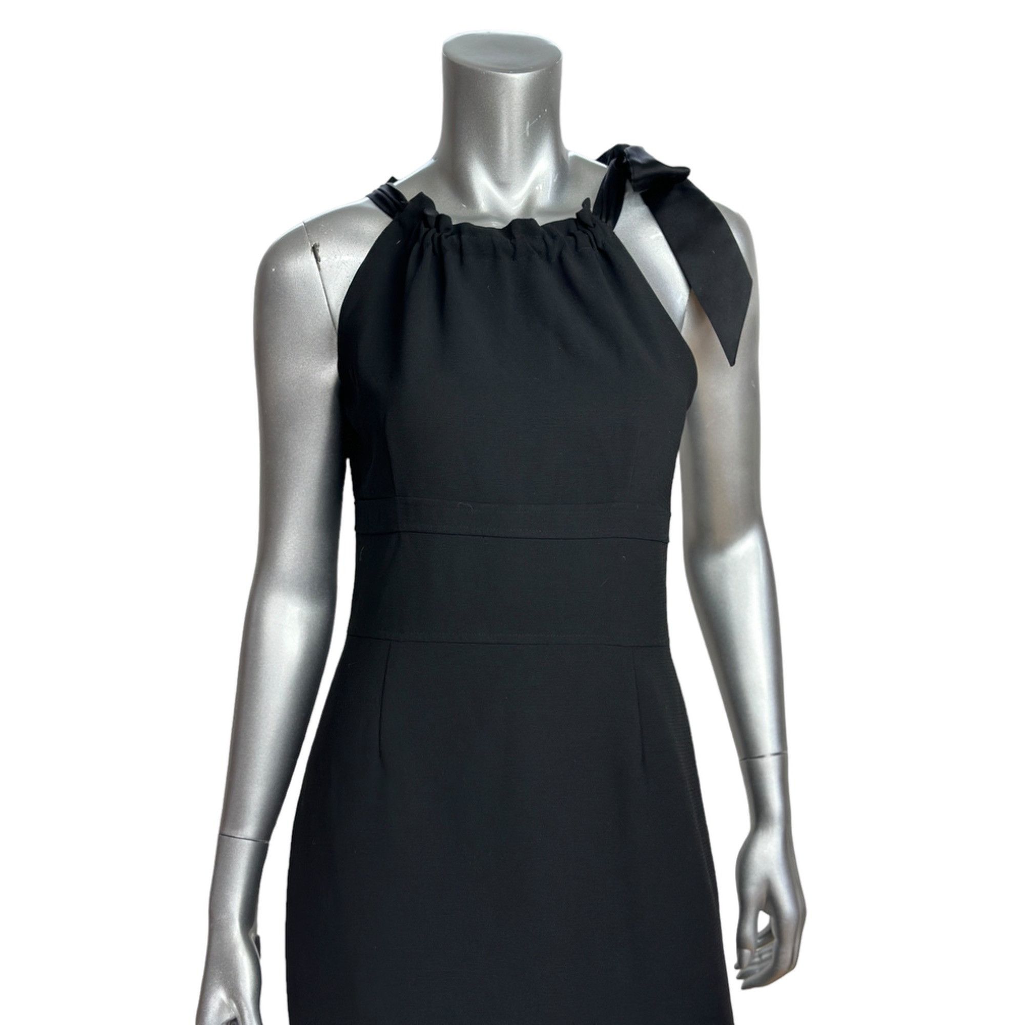 Ann Taylor Ann Taylor Chic Black Halter Knee-Length Dress With Bow Deta Size S / US 4 / IT 40 - 7 Thumbnail