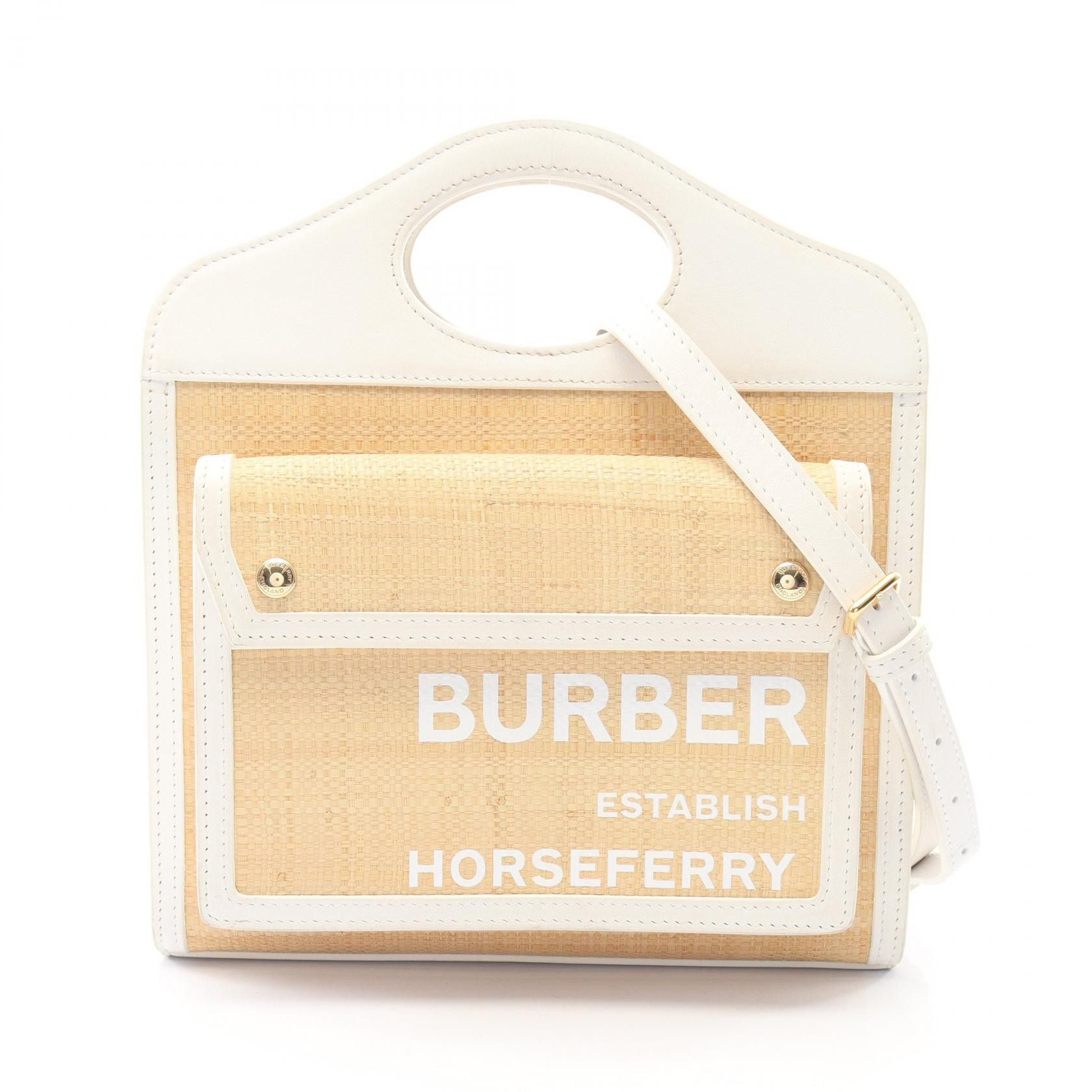 Burberry Burberry Burberry Mini Pocket Bag Leather Raffia Handbag Leather Handbag DUTY FREE for USA Size ONE SIZE - 1 Thumbnail