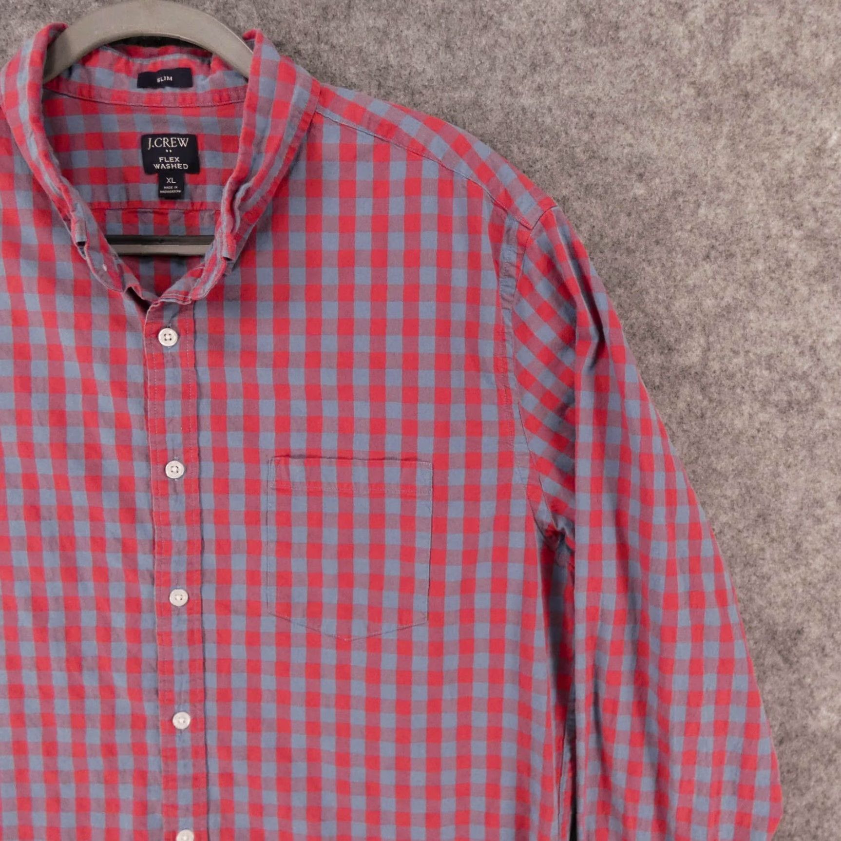 J.Crew J. Crew Shirt Mens Extra Large Slim Long Sleeve Red Blue Check Flex Washed Size US XL / EU 56 / 4 - 6 Thumbnail