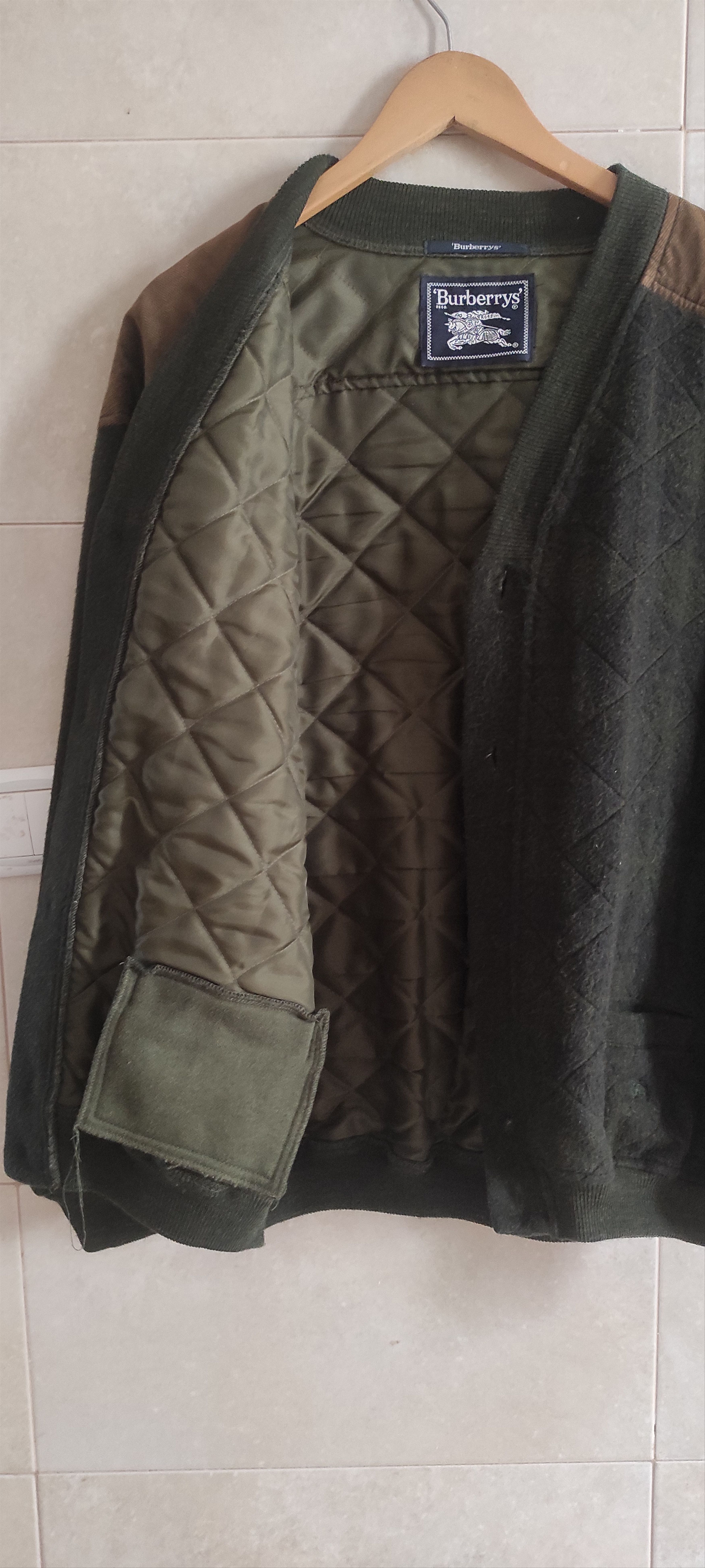 Burberry × Vintage VTG Burberrys Cardigan Bomber Quilted Jacket Acrylic Wool Size US XL / EU 56 / 4 - 6 Thumbnail
