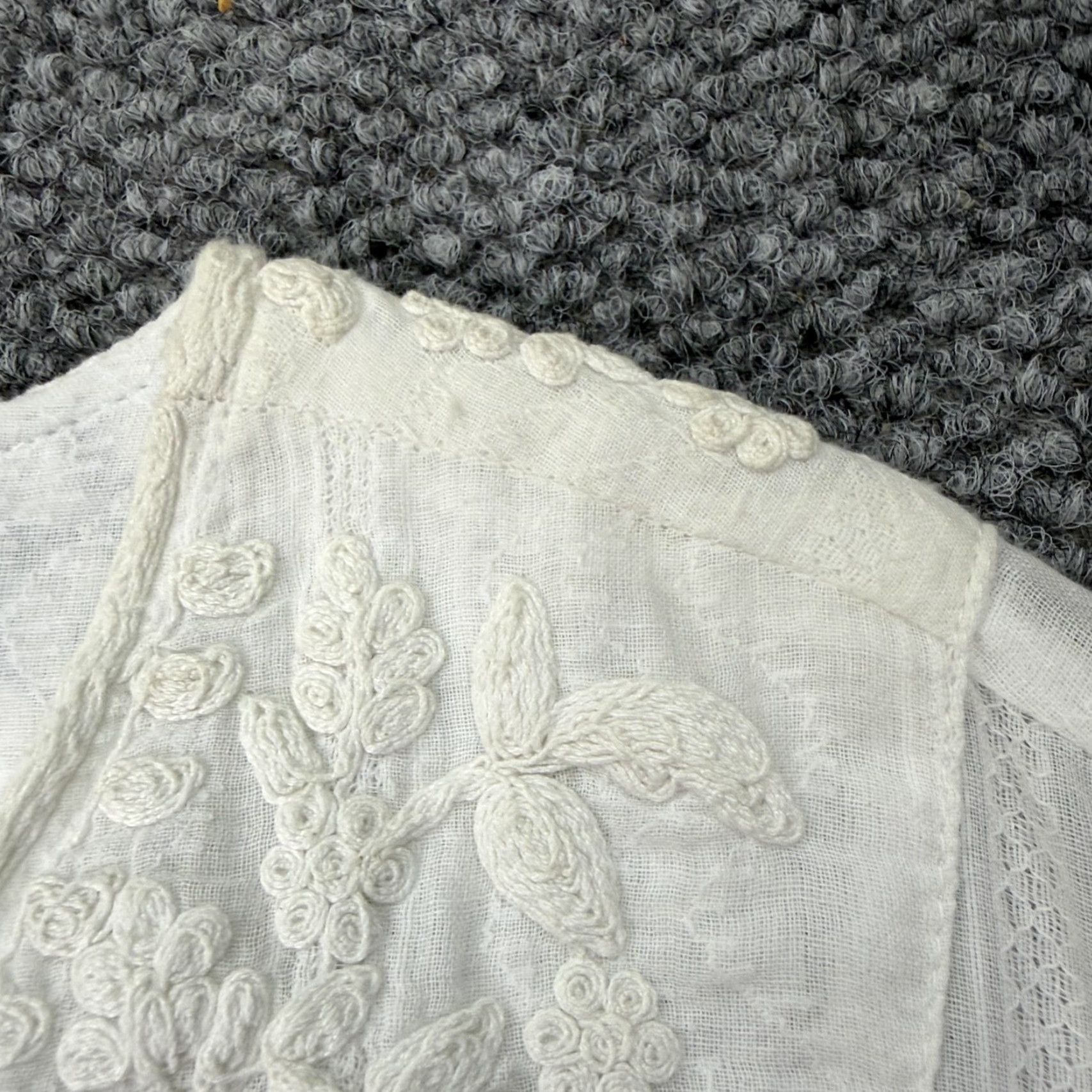 Vintage Solitaire Women’s Tunic Blouse Large White Cotton Embroidered Boho Beach Top 3/4 Sleeve Size L / US 10 / IT 46 - 7 Thumbnail