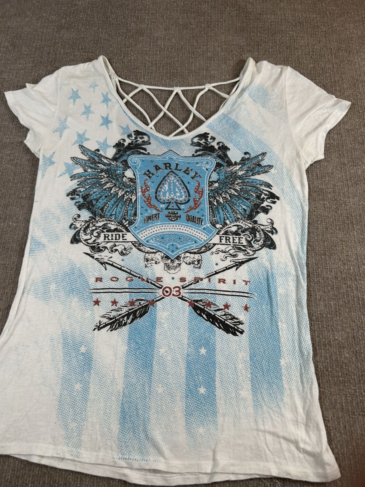 Harley Davidson Harley-Davidson Women’s Tee Medium Rhinestone Graphic 1158 Size M / US 6-8 / IT 42-44 - 1 Thumbnail