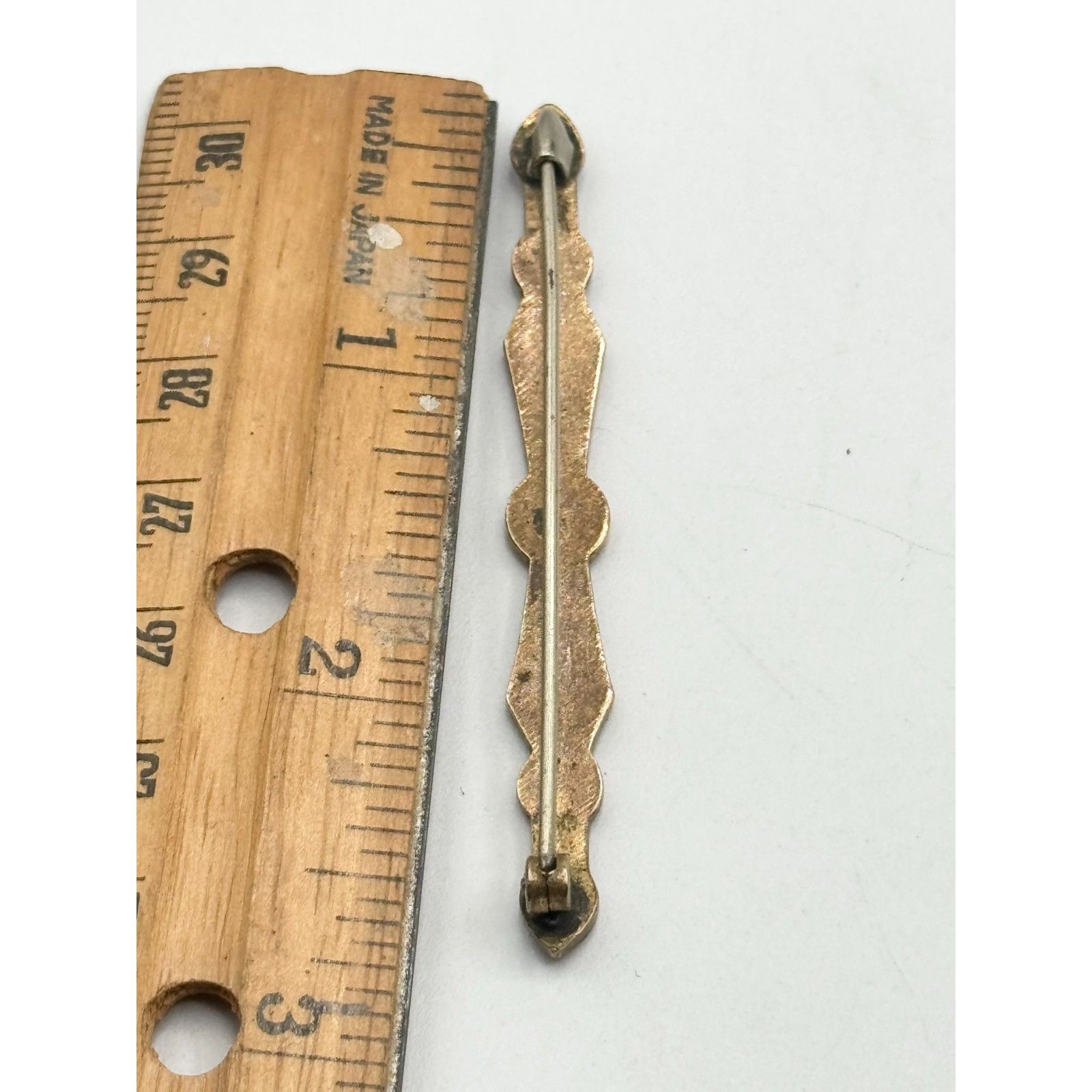 Vintage Antique green guilloche enamel bar pin Size ONE SIZE - 4 Thumbnail
