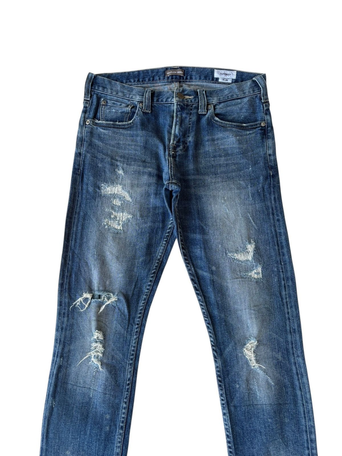 Kapital VINTAGE JEANS DISTRESSED BAYFLOW TAPERED DENIM JEANS Size US 28 / EU 44 - 5 Thumbnail
