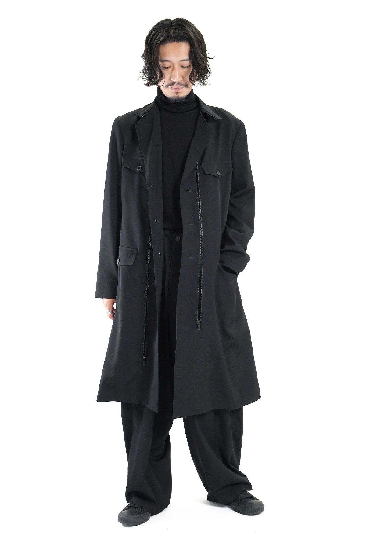 Yohji Yamamoto Yohji Yamamoto Pour Homme WOOL 3BUTTONS ZIP LONG COAT Jacket Size US S / EU 44-46 / 1 - 5 Thumbnail