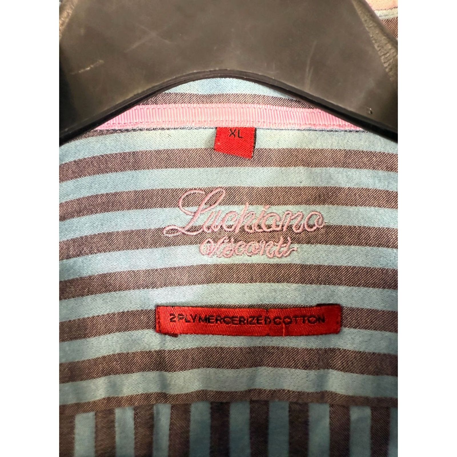 Luchiano Visconti Luciano Visconti Button-Up Shirt Mens XL Pink Blue Striped Long Sleeve Collared Shirt Size US XL / EU 56 / 4 - 5 Thumbnail