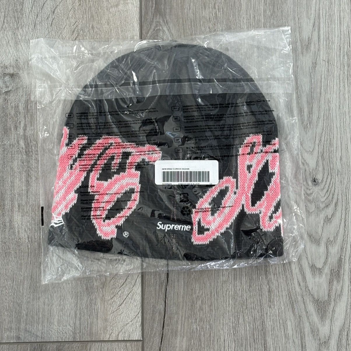 Supreme Supreme Cursive Beanie Black Pink NEW Size ONE SIZE - 2 Thumbnail