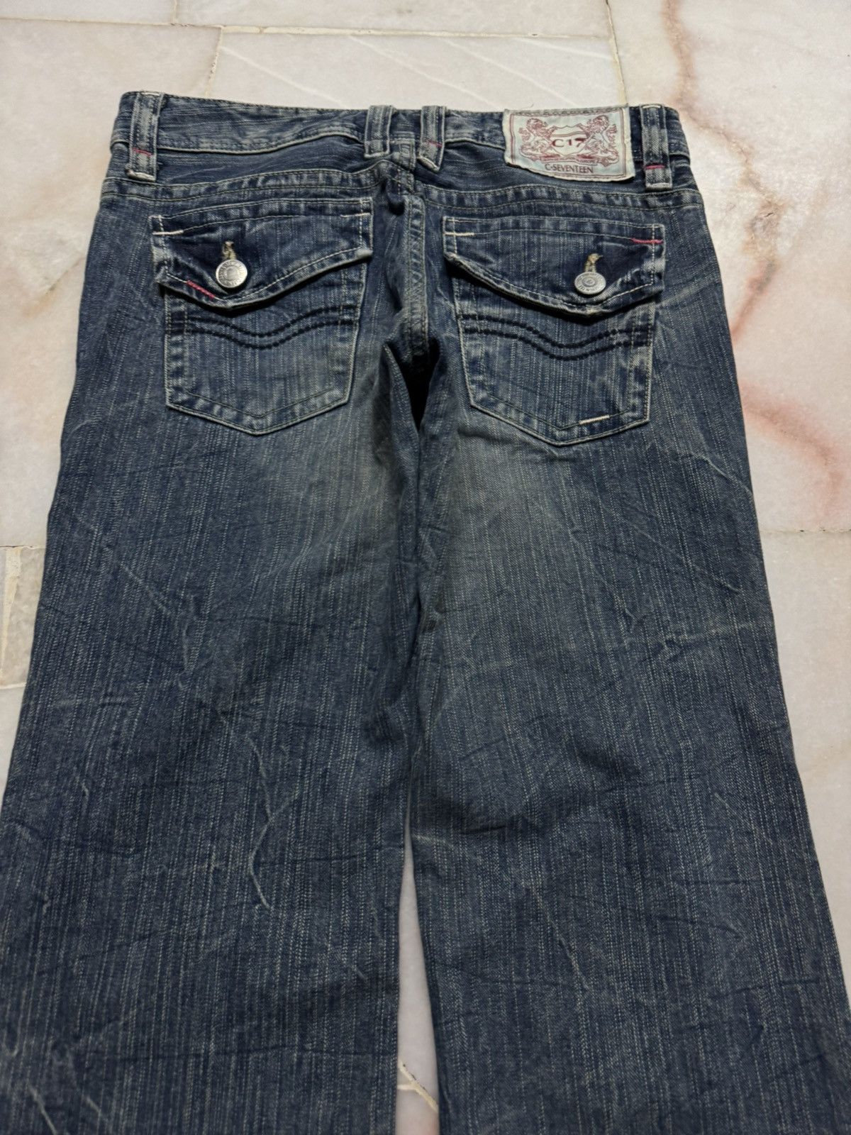 Tornado Mart 💥FLARE💥90's STYLE C-SEVENTEEN WHISKER CLAWMARK BELL BOTTOM Size US 29 - 11 Thumbnail