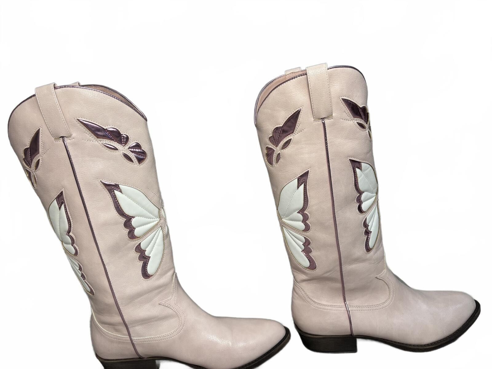 Unknown London Pink Butterfly Cowboy Boots Y2K Festival. Size 10. Size US 7.5 / IT 37.5 - 8 Thumbnail