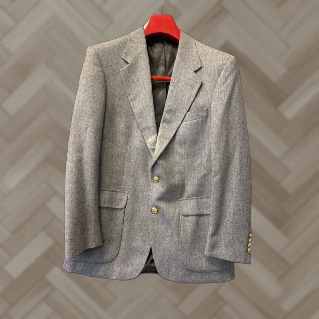 Vintage Macy’s Savile Row Pure Cotton Gray Blazer Jacket (38) / 120-17 Size 38R - 1 Thumbnail