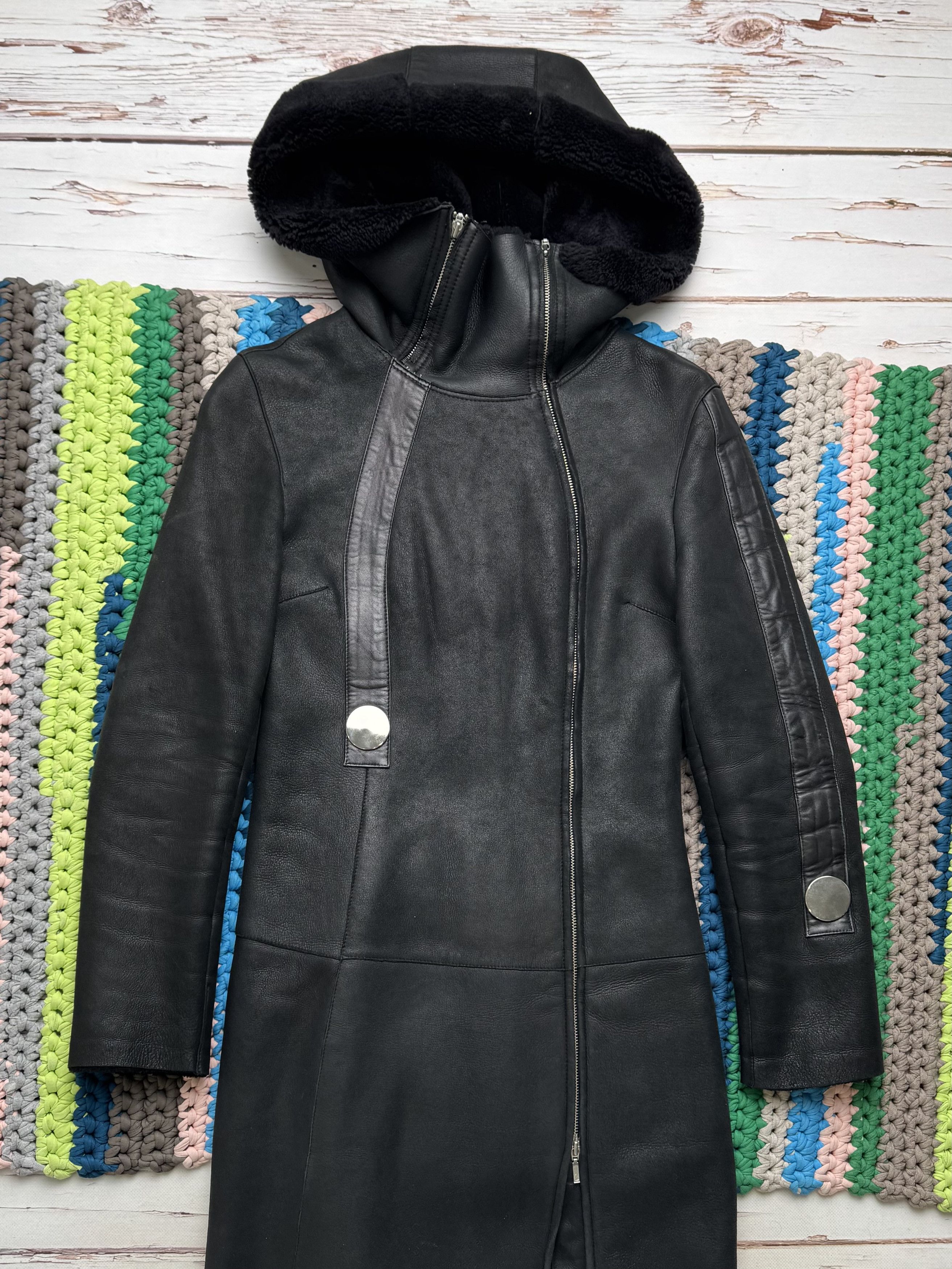 Japanese Brand Vintage Real Sheepskin Hooded Coat (ET1)(D15) Size M / US 6-8 / IT 42-44 - 2 Thumbnail