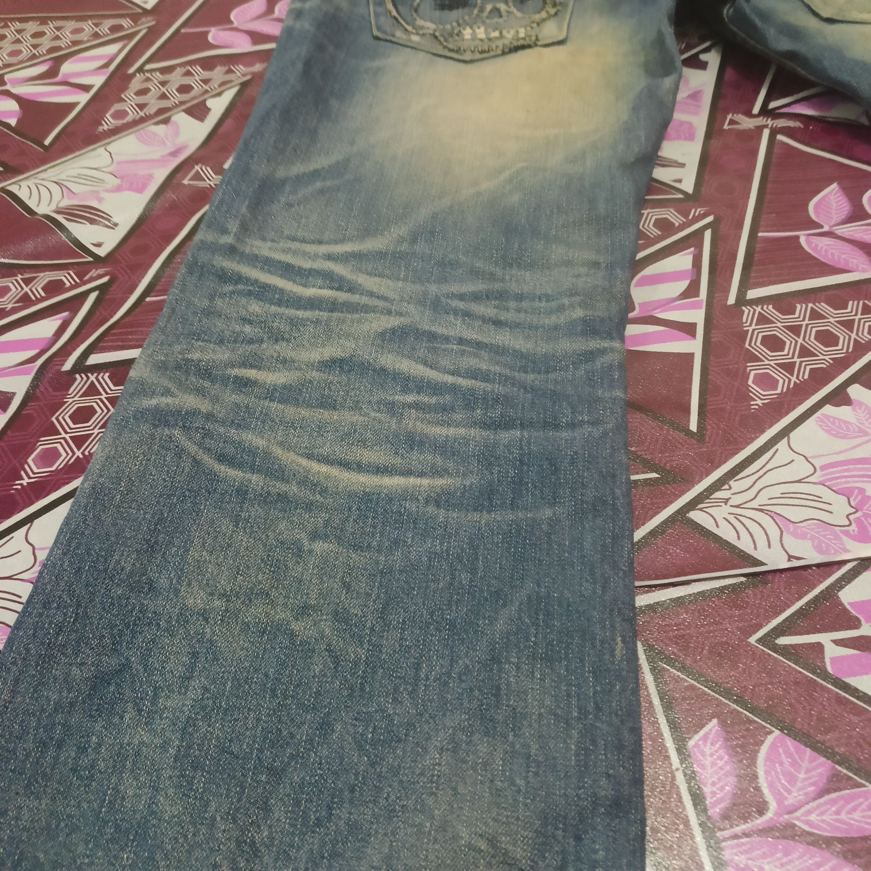 If Six Was Nine Sick Lolita Jeans Skull Distressed Jeans Size US 33 - 20 Thumbnail
