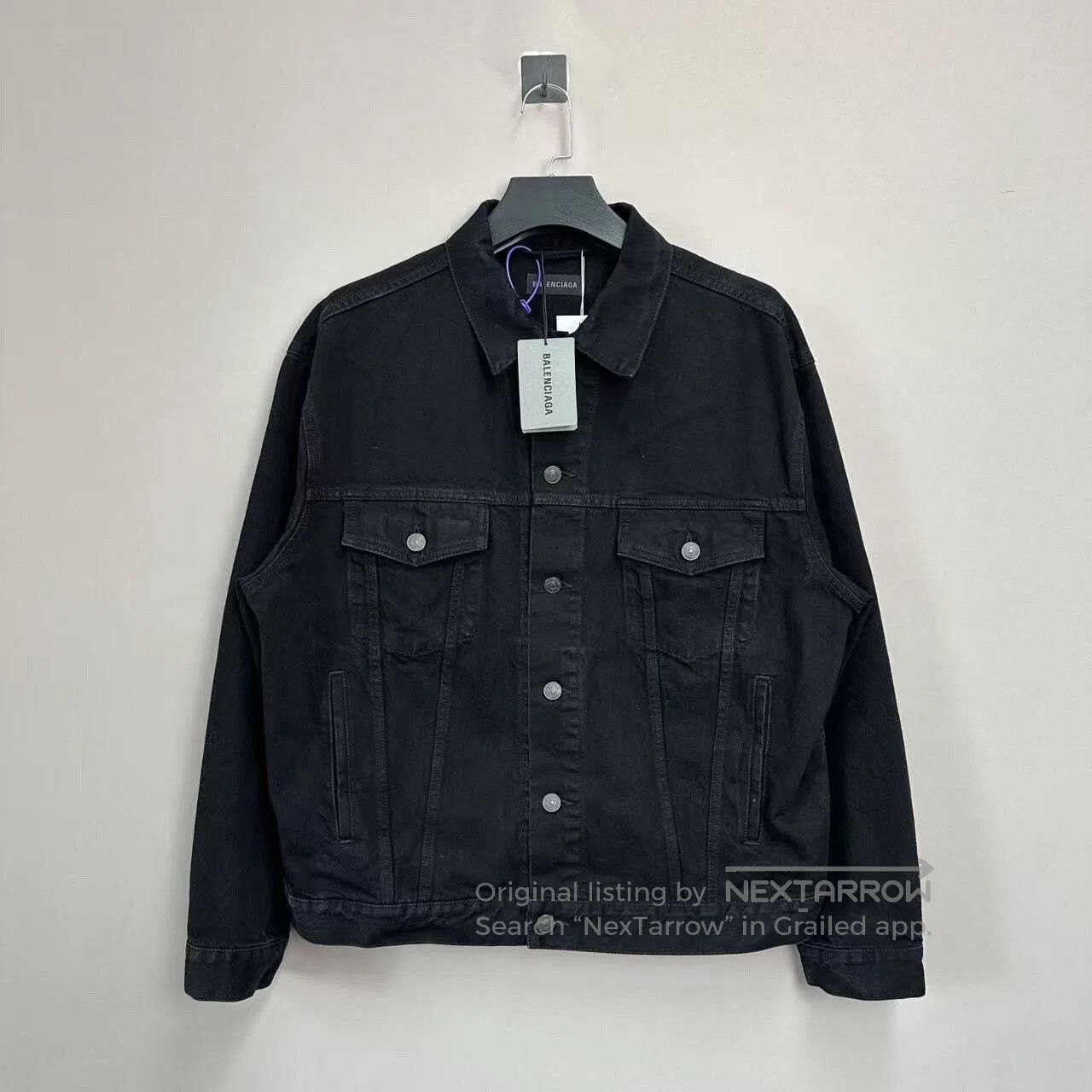 Balenciaga black rhinestone denim jacket by Balenciaga. Size XS / US 0-2 / IT 36-38 - 1 Thumbnail