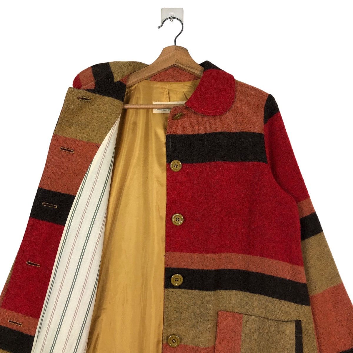 Vintage 🔥Wool Jacket Biker Burn Breeze Japan Made Striped Style Size US M / EU 48-50 / 2 - 12 Thumbnail