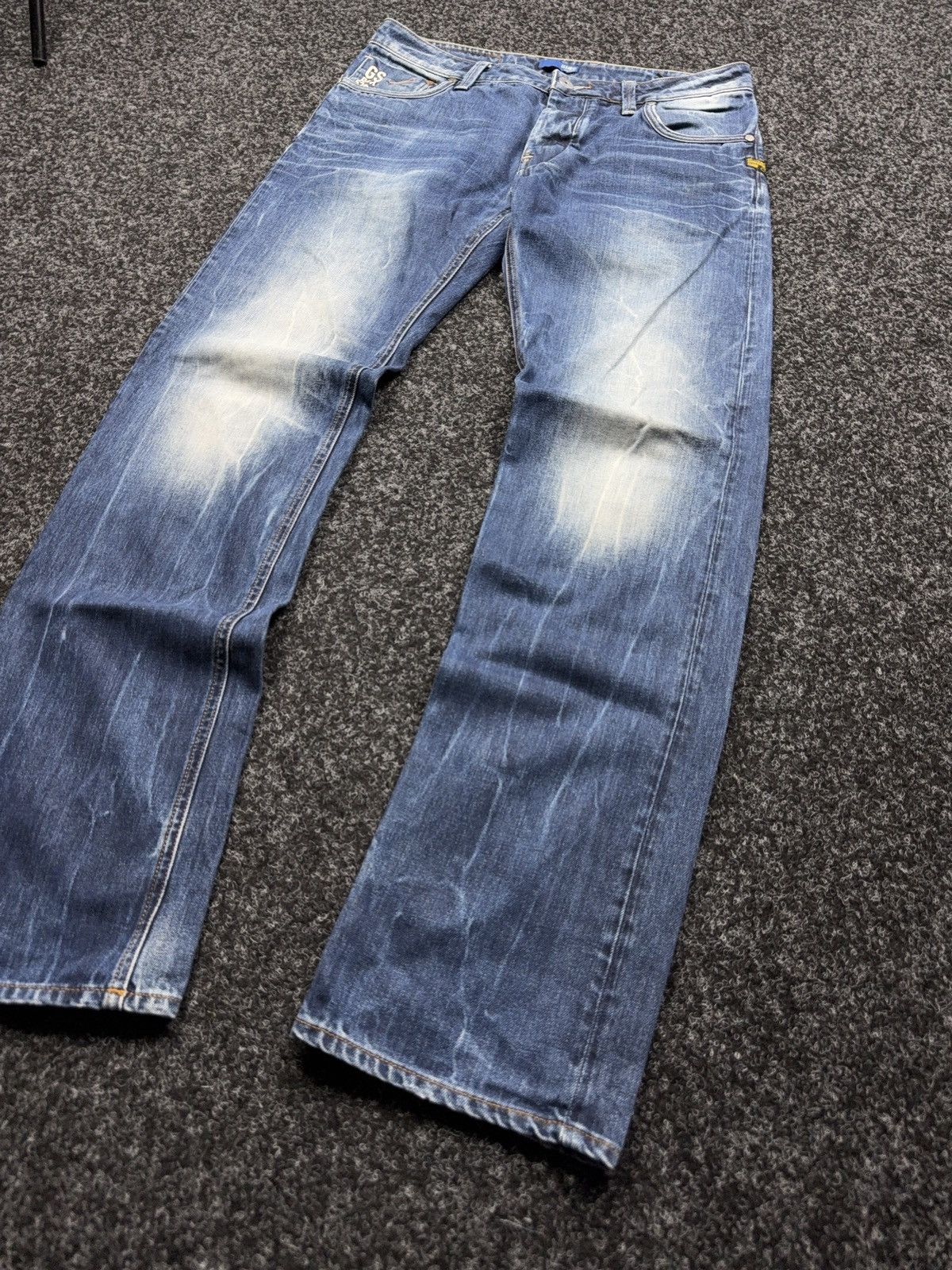 G-Star Vntg 00s G-Star RAW Y2K Faded Zip Pocket Rock Denim Jeans Size US 32 / EU 48 - 3 Thumbnail