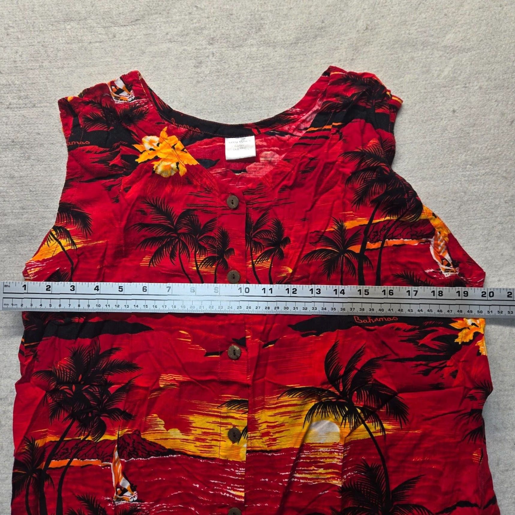 Vintage Santa Monica Shirt Red Floral Beach Button Up Tank Top Adult Women's L Large Size L / US 10 / IT 46 - 5 Thumbnail