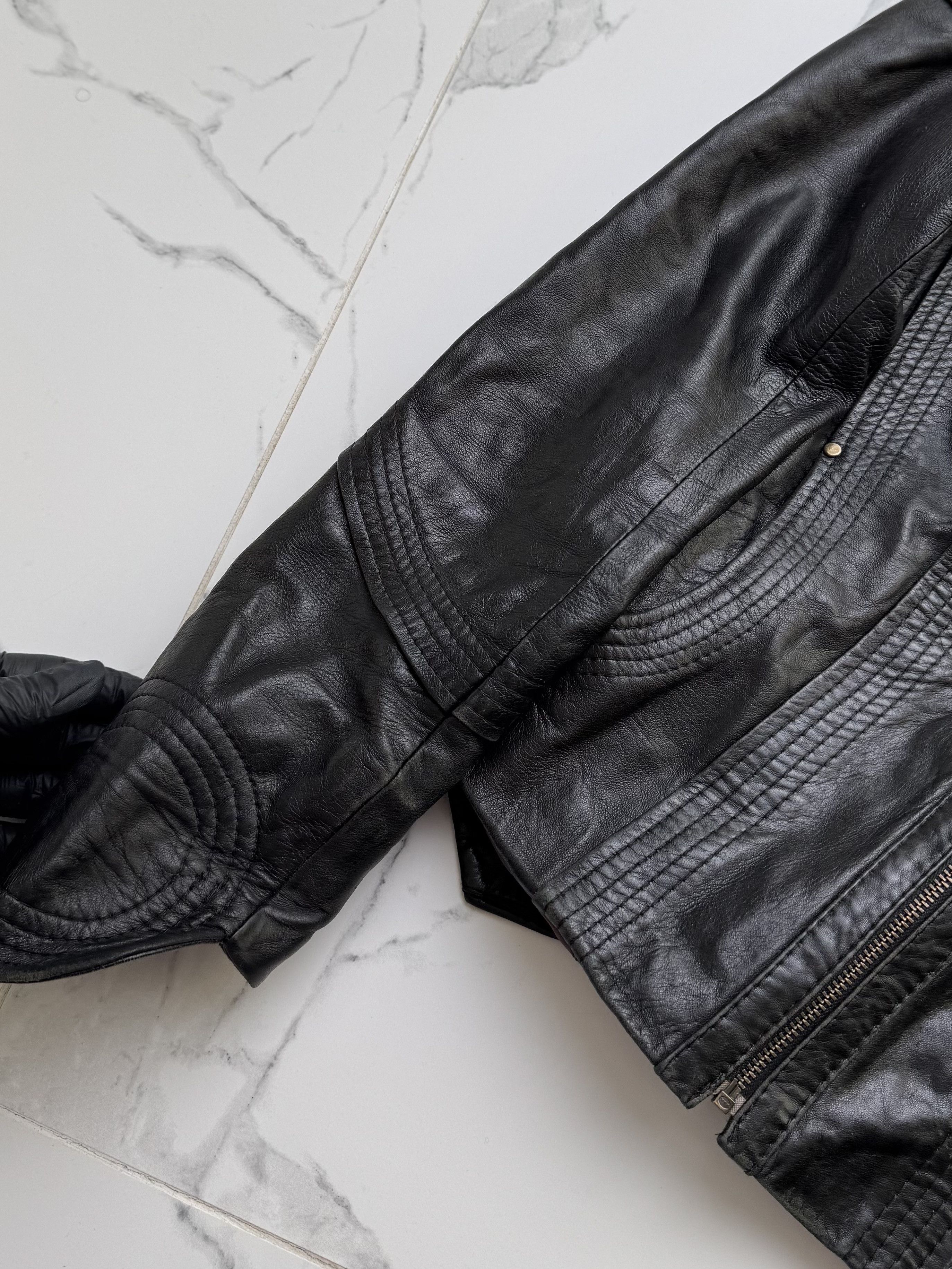 Genuine Leather Leather Jacket Women Size M Fitted Zip Moto Minimalist Y2K Size M / US 6-8 / IT 42-44 - 6 Thumbnail