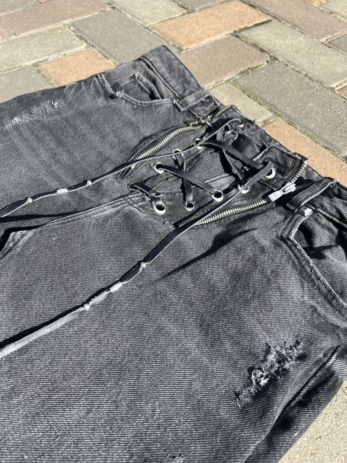 If Six Was Nine V.S Zipped Snake Flared Denim Size US 33 - 5 Thumbnail