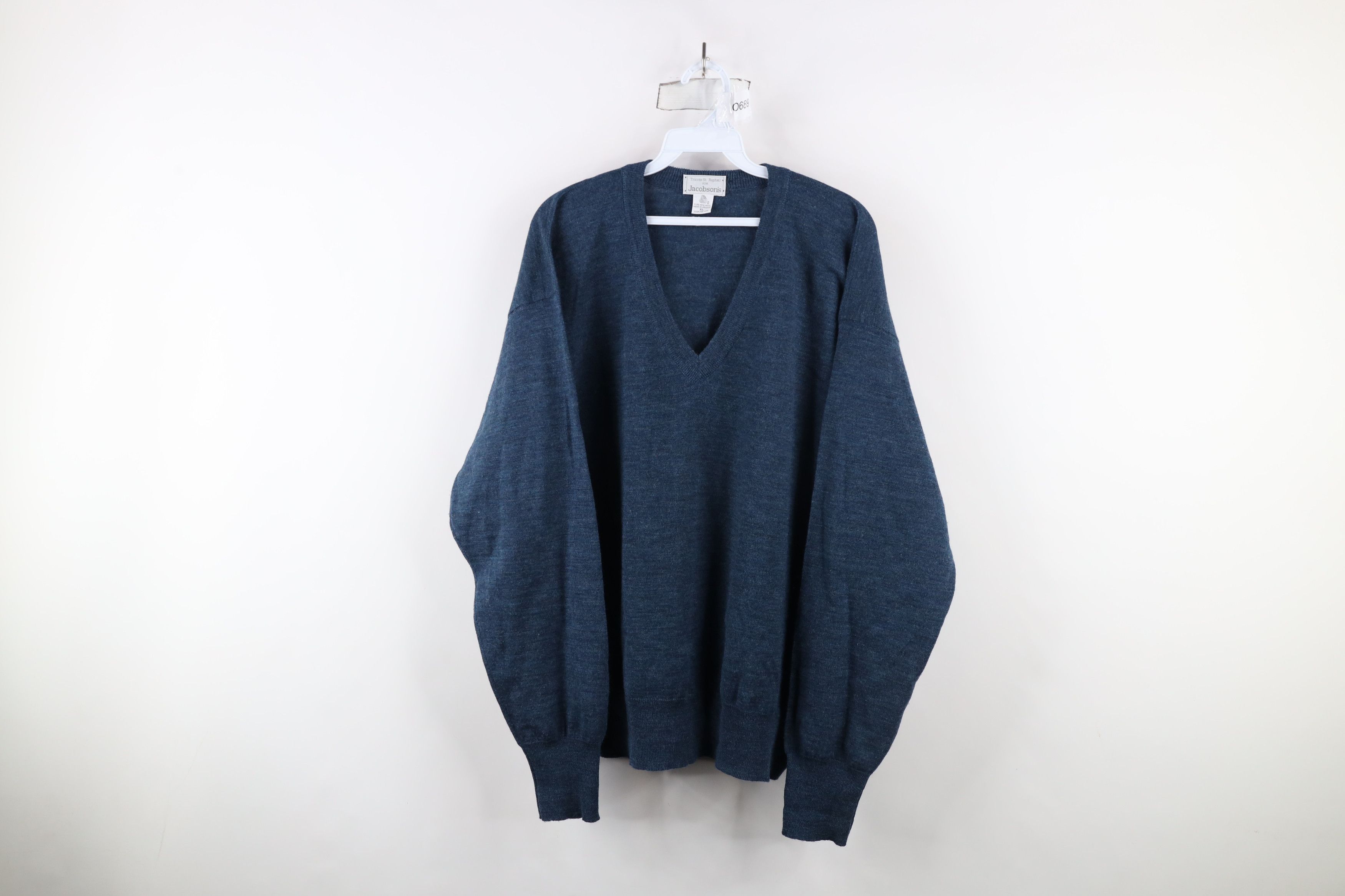 Vintage Vintage 90s Streetwear Wool Knit V-Neck Sweater Heather Blue Size US XL / EU 56 / 4 - 1 Thumbnail