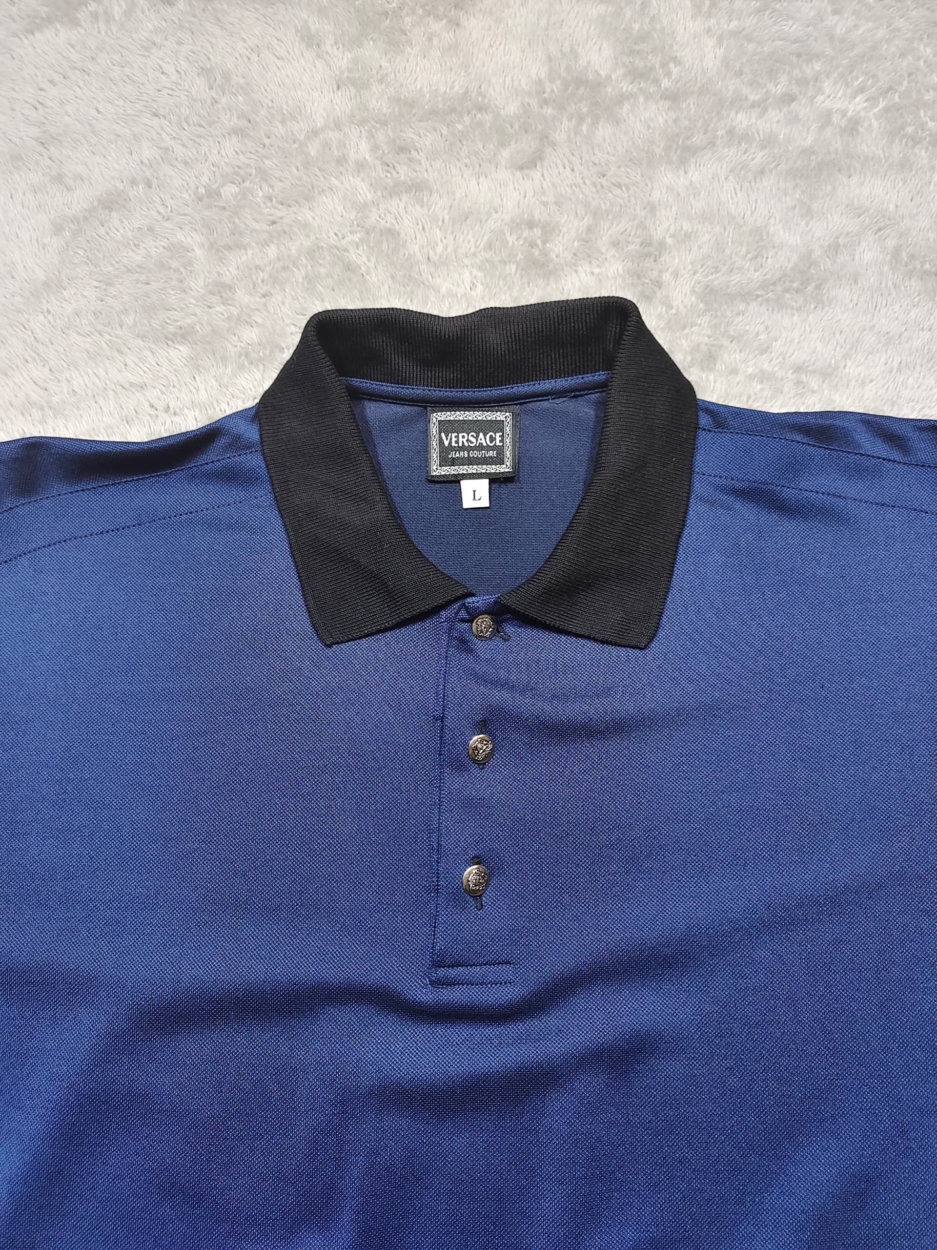 Versace Jeans Couture Versace blue short-sleeved polo shirt with a black collar Size US L / EU 52-54 / 3 - 3 Thumbnail