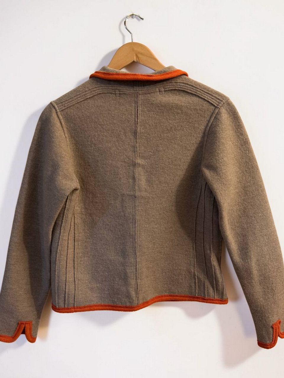 Frauenschuh Fragenshuh Wool Jacket Beige Orange Trim Size S / US 4 / IT 40 - 4 Thumbnail