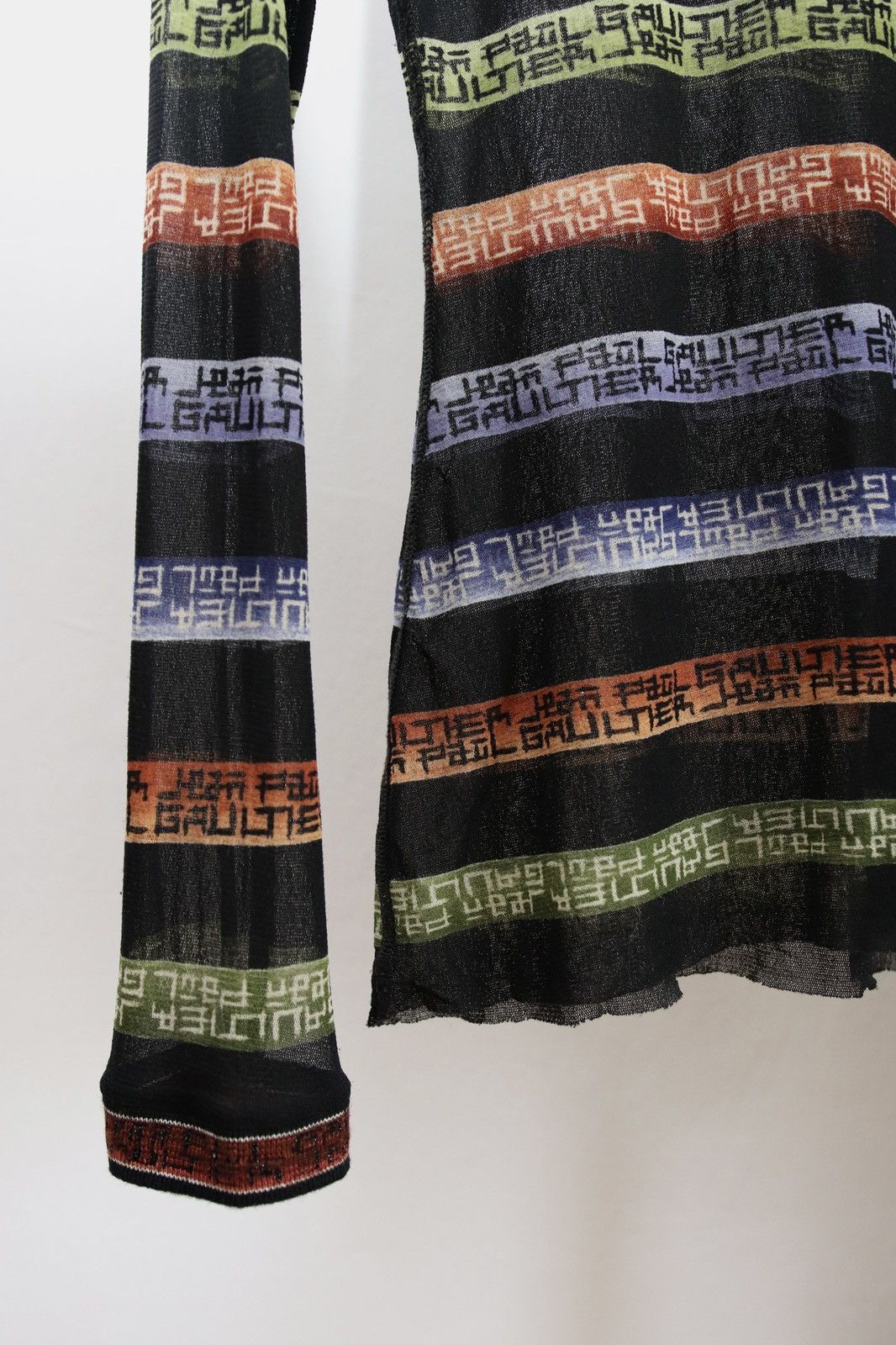 Jean Paul Gaultier × Vintage Jean Paul Gaultier Long Sleeve Mesh Top Pixel Print 90s Size M / US 6-8 / IT 42-44 - 5 Thumbnail