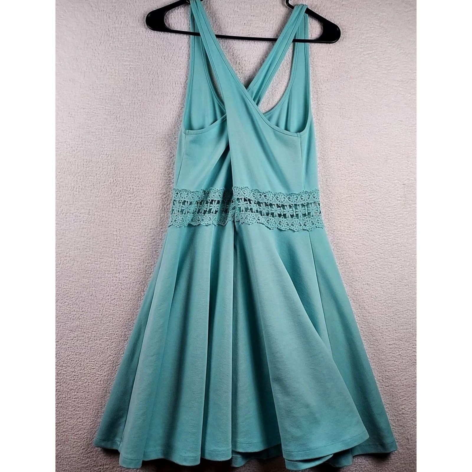Vintage Altar'd State Women’s Teal Sleeveless Fit and Flare Dress Crochet Waist Size M Size M / US 6-8 / IT 42-44 - 4 Thumbnail