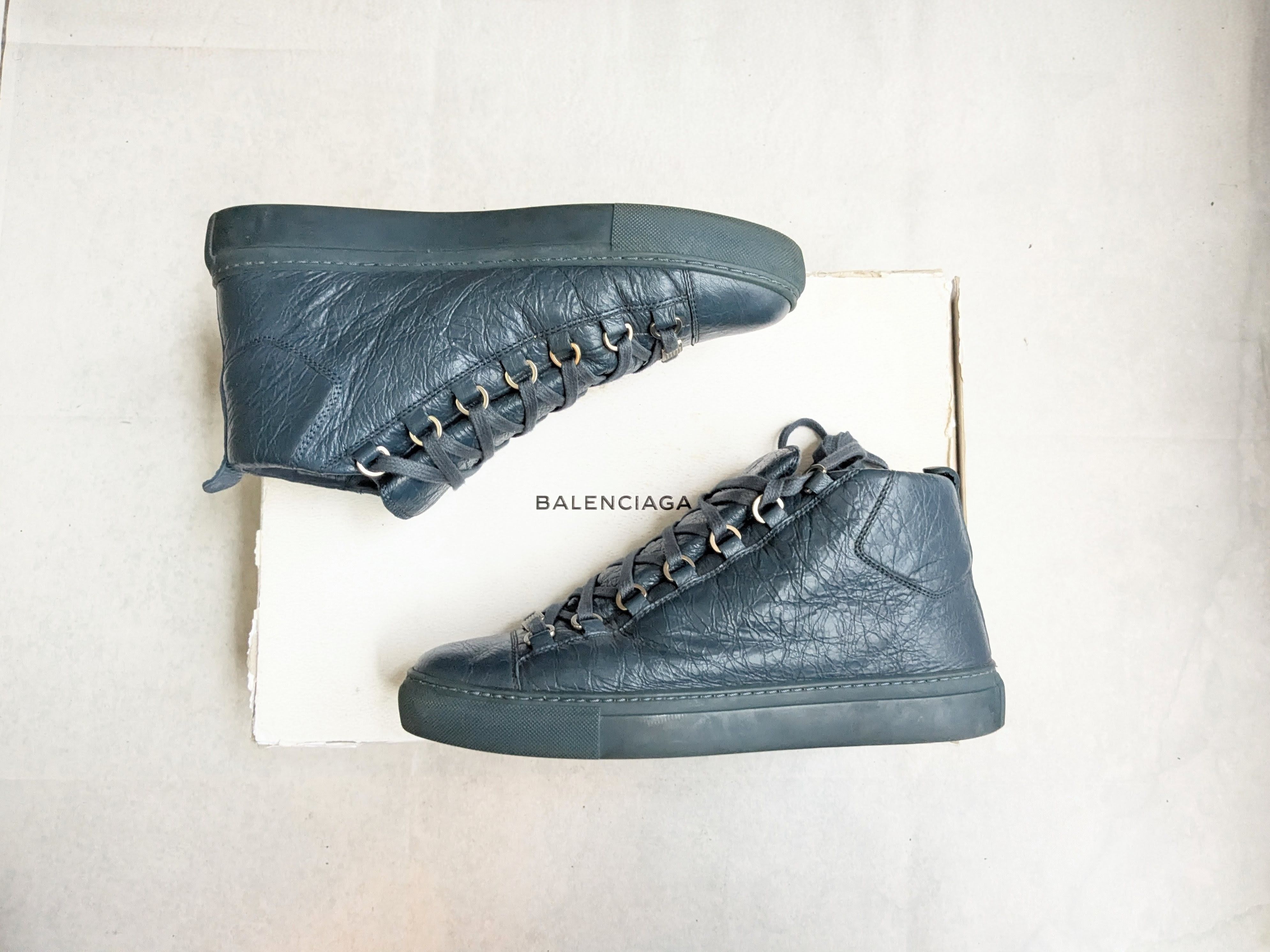 Balenciaga Balenciaga Arena Blue Leather 8 High Tops Lace Up Size US 8 / EU 41 - 1 Thumbnail