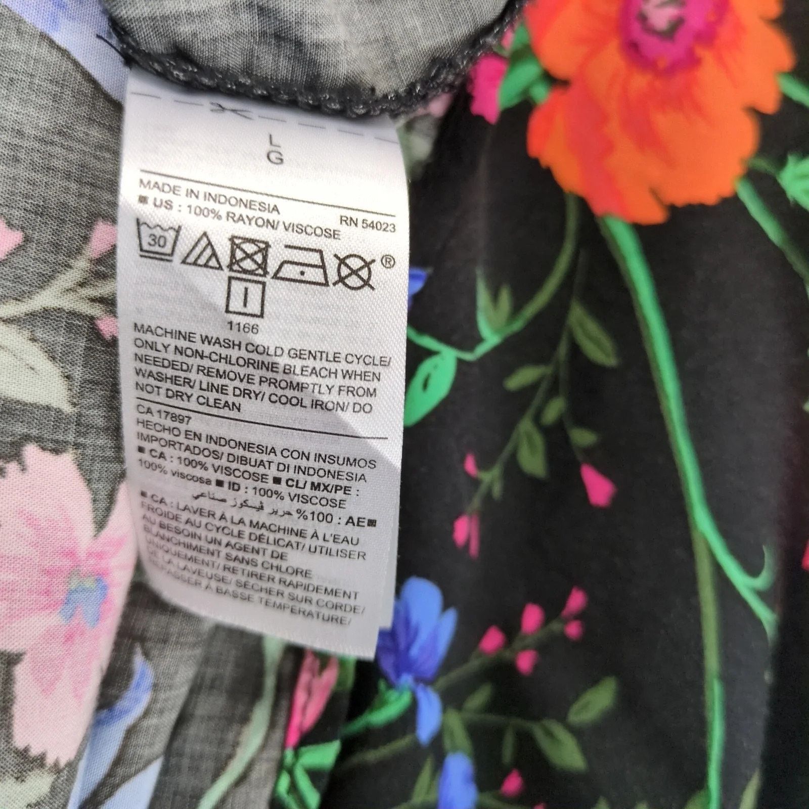 Old Navy Old Navy Black Floral Print Knee-Length Dress Sz L Flare Slv Size L / US 10 / IT 46 - 5 Thumbnail