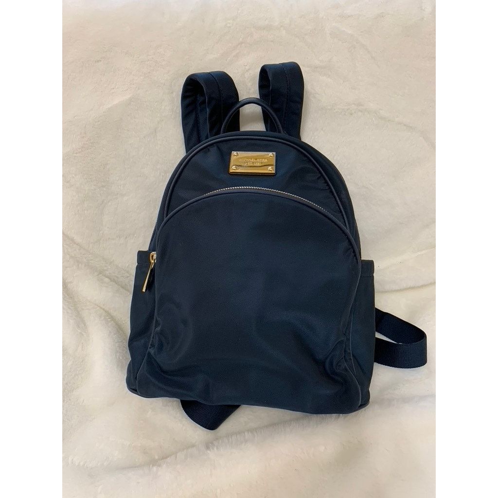 Michael Kors Michael Kors Navy Backpack with Gold Hardware & Logo Plaque Size ONE SIZE - 1 Thumbnail