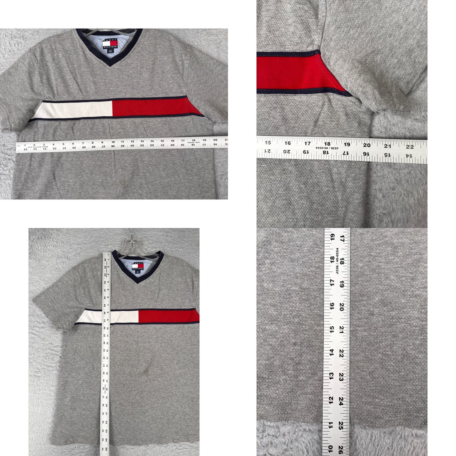 Tommy Hilfiger Tommy Hilfiger Shirt Adult Small Gray Short Sleeve V-Neck 100% Cotton READ Size US S / EU 44-46 / 1 - 8 Thumbnail