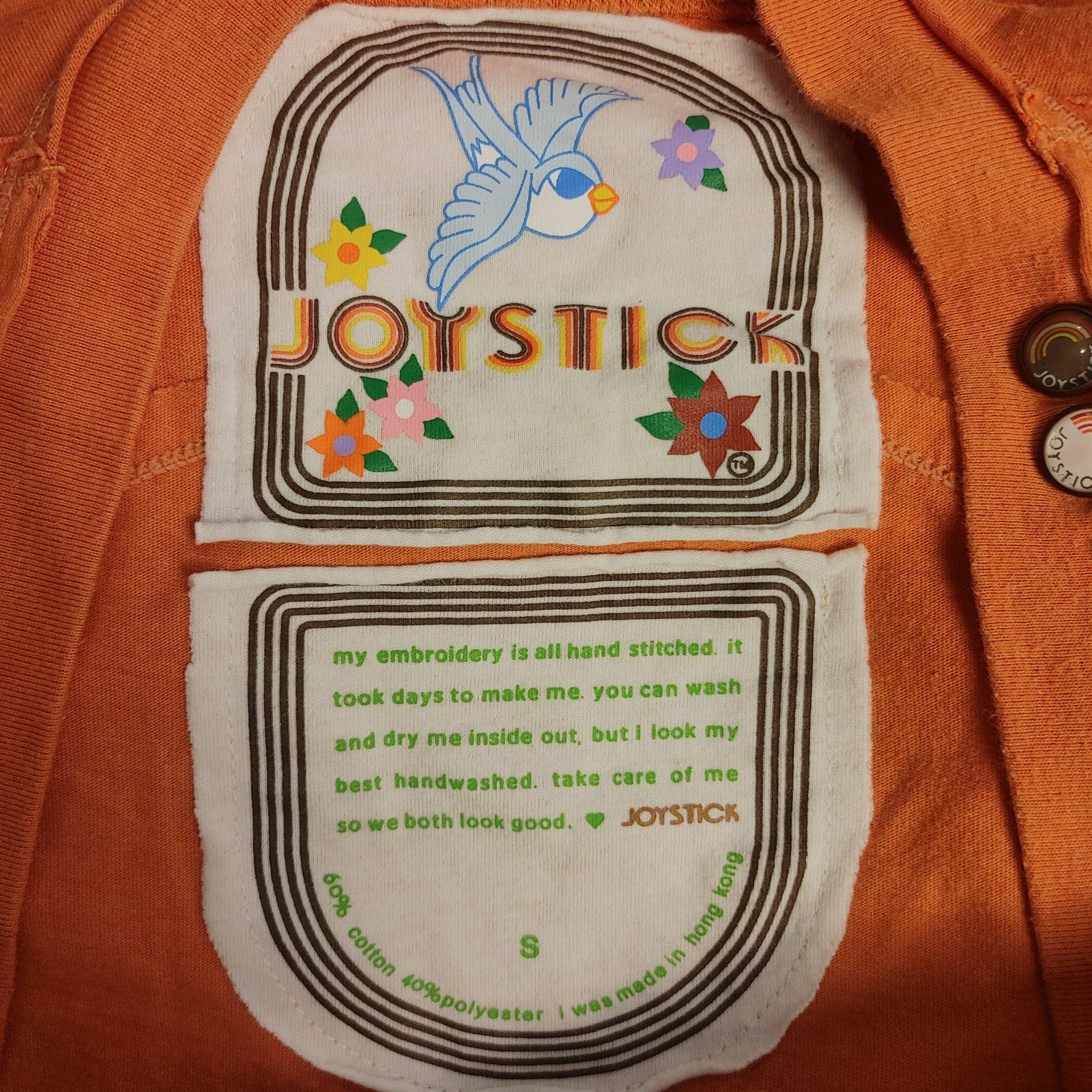 Other VTG Joystick Women's S Orange Hand Embroidered Floral Top Size S / US 4 / IT 40 - 3 Thumbnail