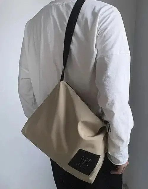 Fashion Y2K Casual Shoulder Messenger Bag Aesthetic in Khaki, Men's