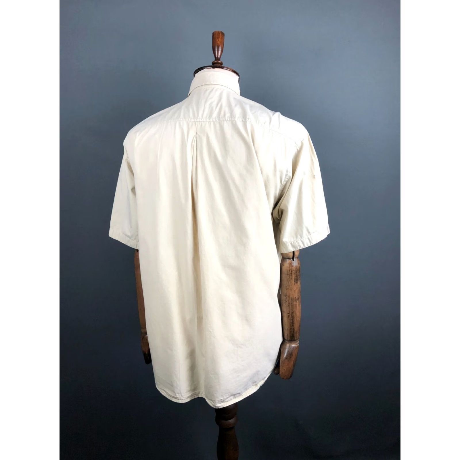 Vintage Iceberg Button-Down Shirt Men L Beige Cotton Short Sleeve Casual Classic Embroidered Left Chest Pocket Shirt (US Buyer Note) Size US L / EU 52-54 / 3 - 3 Thumbnail