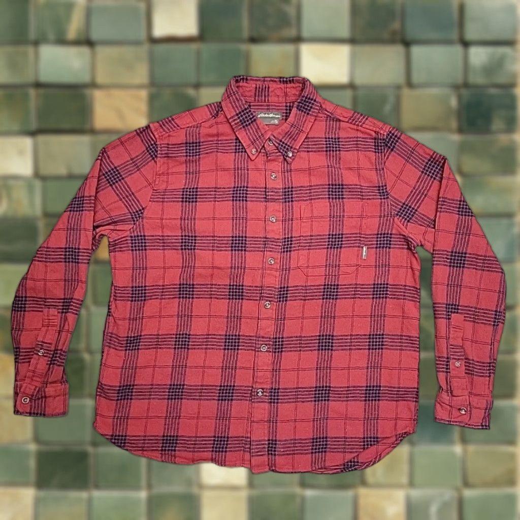Eddie Bauer Eddie Bauer Flannel Shirt Mens XL Red Plaid Outdoors Classic Hunt Fish Button-Up Pocketed Collar-Down Casual Mens Size US XL / EU 56 / 4 - 1 Thumbnail