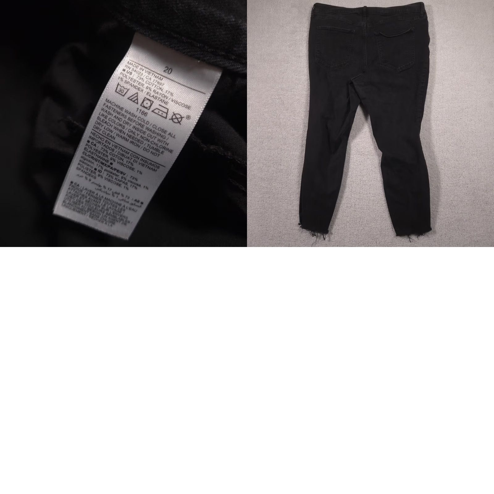 Old Navy Old Navy Rockstar Super Skinny Jeans Womens 20 Black Distressed Raw Hem Capri Size 42" / US 20 - 9 Thumbnail