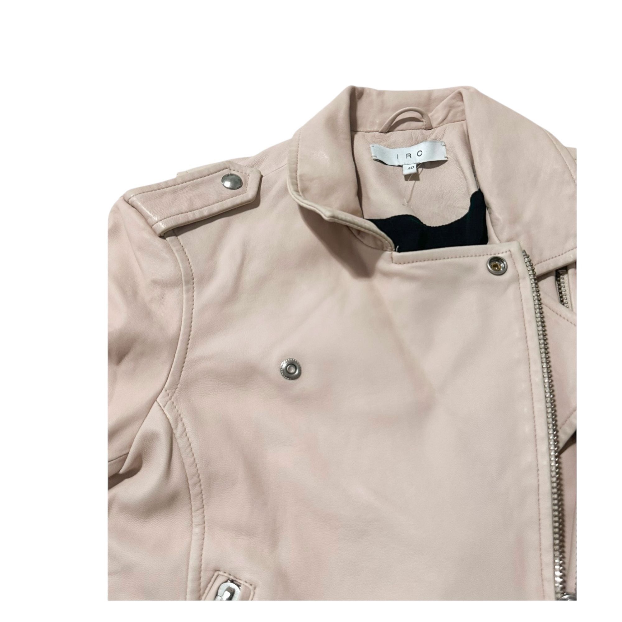 Iro IRO Ashville cropped washed-leather biker jacket, Nude Size M / US 6-8 / IT 42-44 - 8 Thumbnail