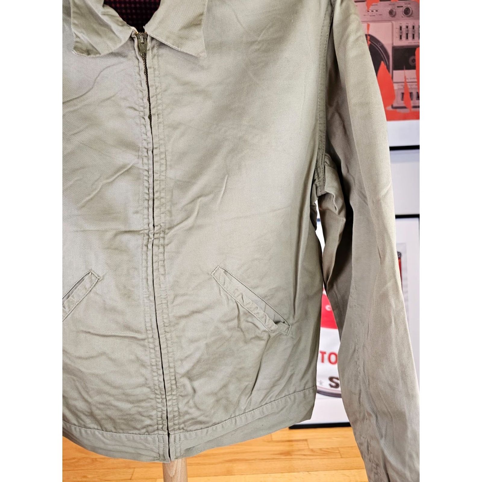 Vintage VINTAGE Unbranded CONMATIC ZIPPER RED FLANEL LINING WORK COTTON JACKET 40 Jacket Mens Beige 50s 22 INCH 24 INCH 23 INCH Size US XXS / EU 40 - 3 Thumbnail