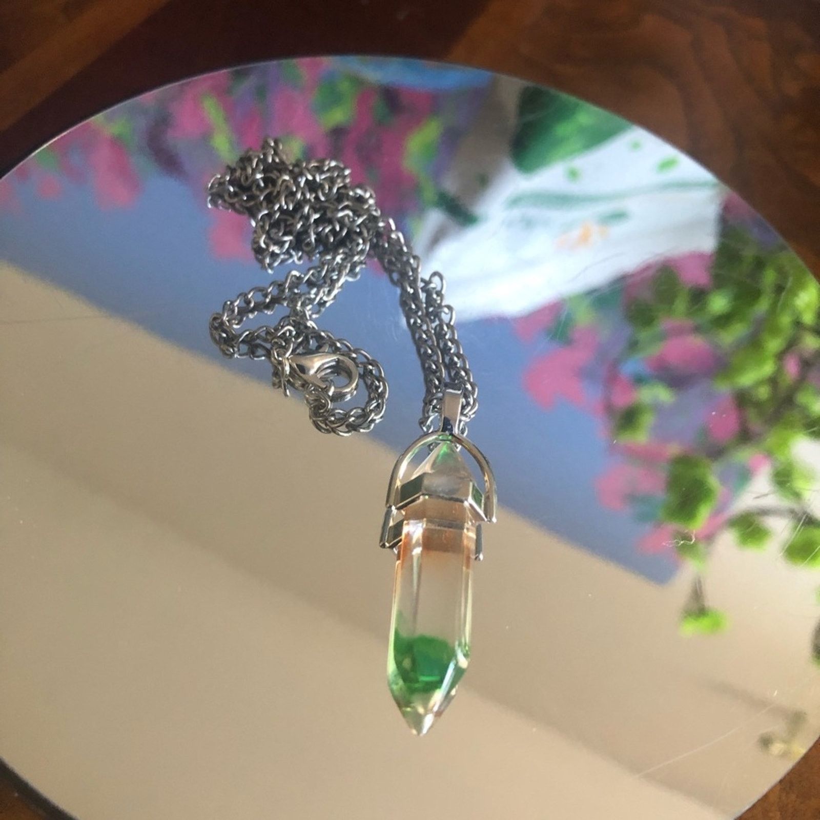 Handmade Handcrafted crowned faceted glass crystal pendant necklace Size ONE SIZE - 1 Thumbnail