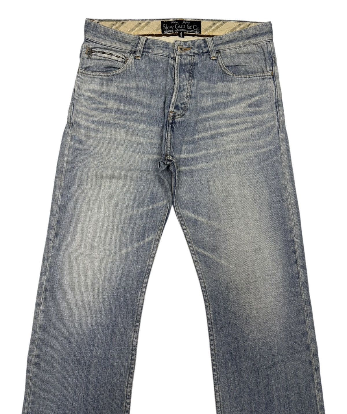 Junya Watanabe SLOWGUN JAPAN BLUE WASH FADED DISTRESSED DENIM JEANS SLIM Size US 30 / EU 46 - 5 Thumbnail