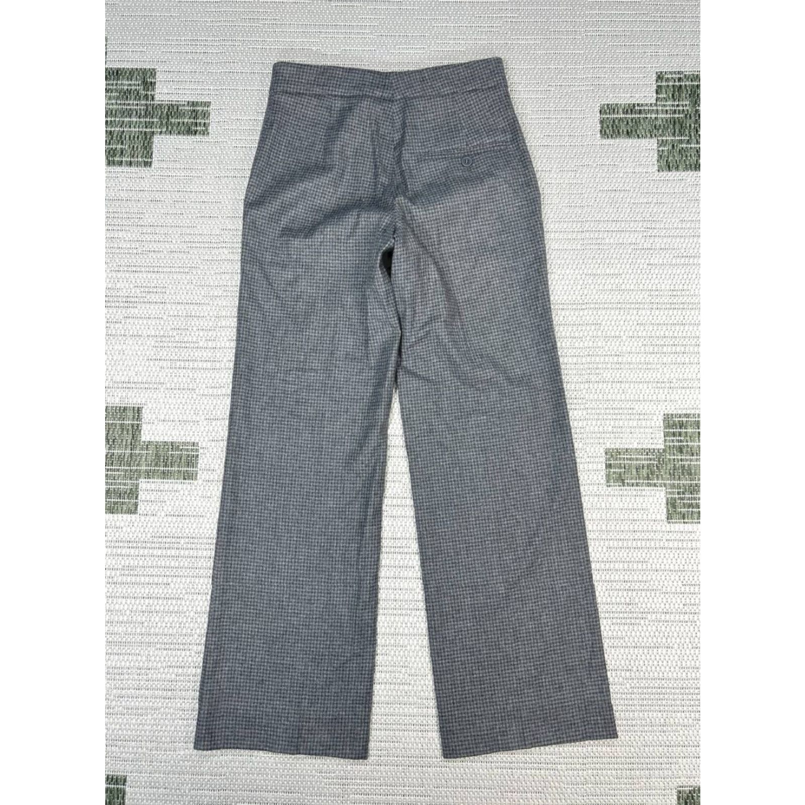Vintage GUNEX Pants Women's 2 Gray Wool Stretch Micro Check Mid Rise Wide-Leg Casual Dress Pants Size 26" / US 2 / IT 38 - 2 Thumbnail