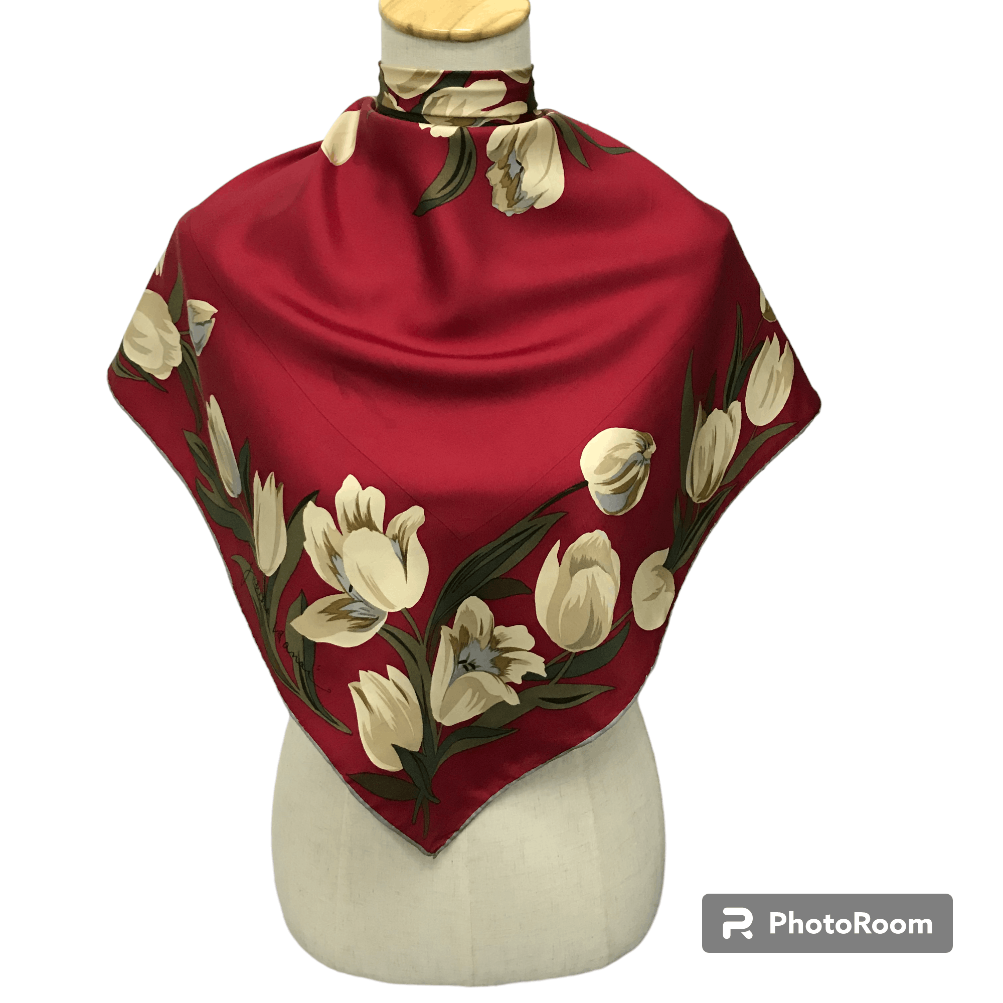 image of Archival Clothing x Vintage Yukiko Hanai Tulips Silk Scarf M60, Men's