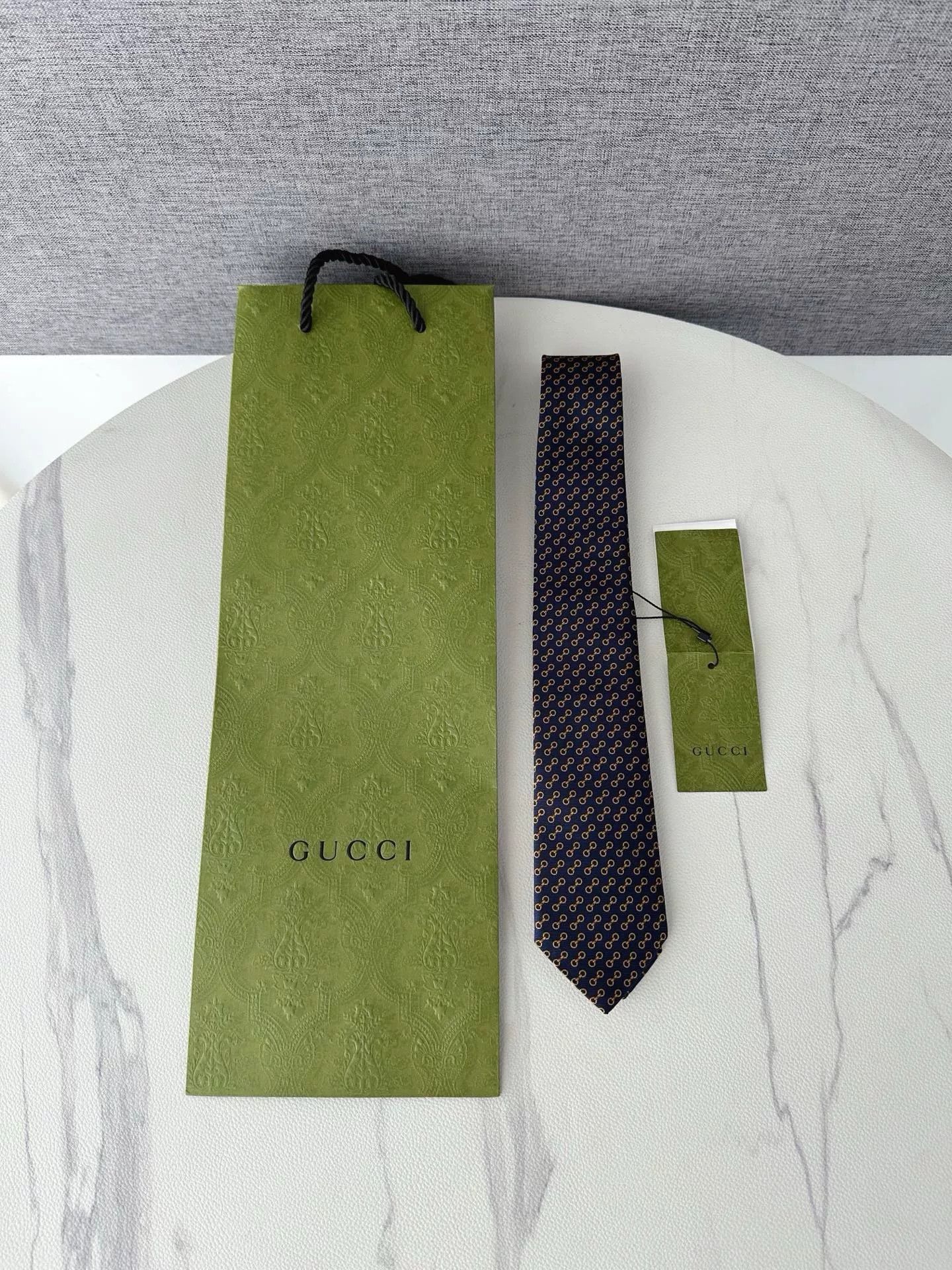 Gucci Gucci Gold Horsebit Silk Tie Size ONE SIZE - 1 Thumbnail