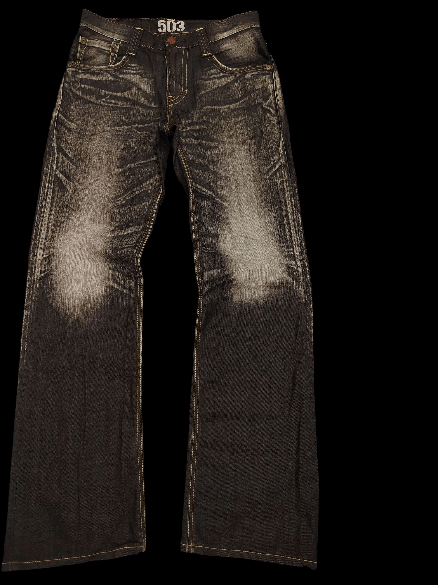 Edwin Japanese Edwin 503 Blue Trip Black Flared Jeans Size US 30 / EU 46 - 4 Thumbnail