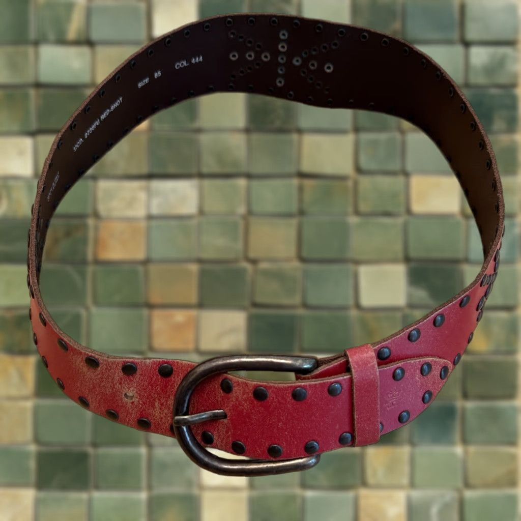 Diesel VINTAGE Women Diesel Red Leather Belt Studded Y2K Punk Rock Size M Italy Rare Size ONE SIZE - 1 Thumbnail