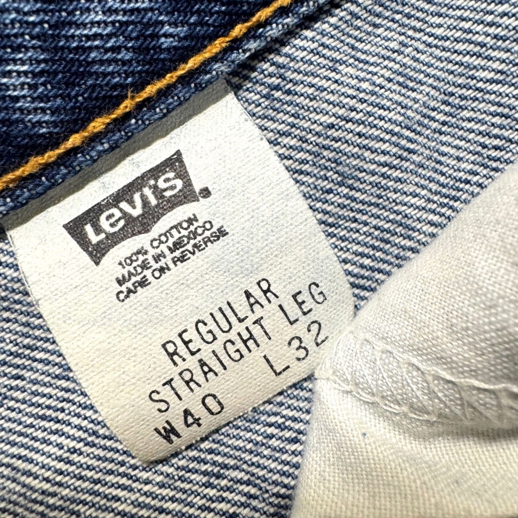 Levi's VINTAGE Levi's Jeans Men's 40x32 Regular Straight Blue Cotton Paper Tag Distressed Flaw Details size 40 Regular 32in Inseam Mens Blue Jeans Size US 40 / EU 56 - 3 Thumbnail