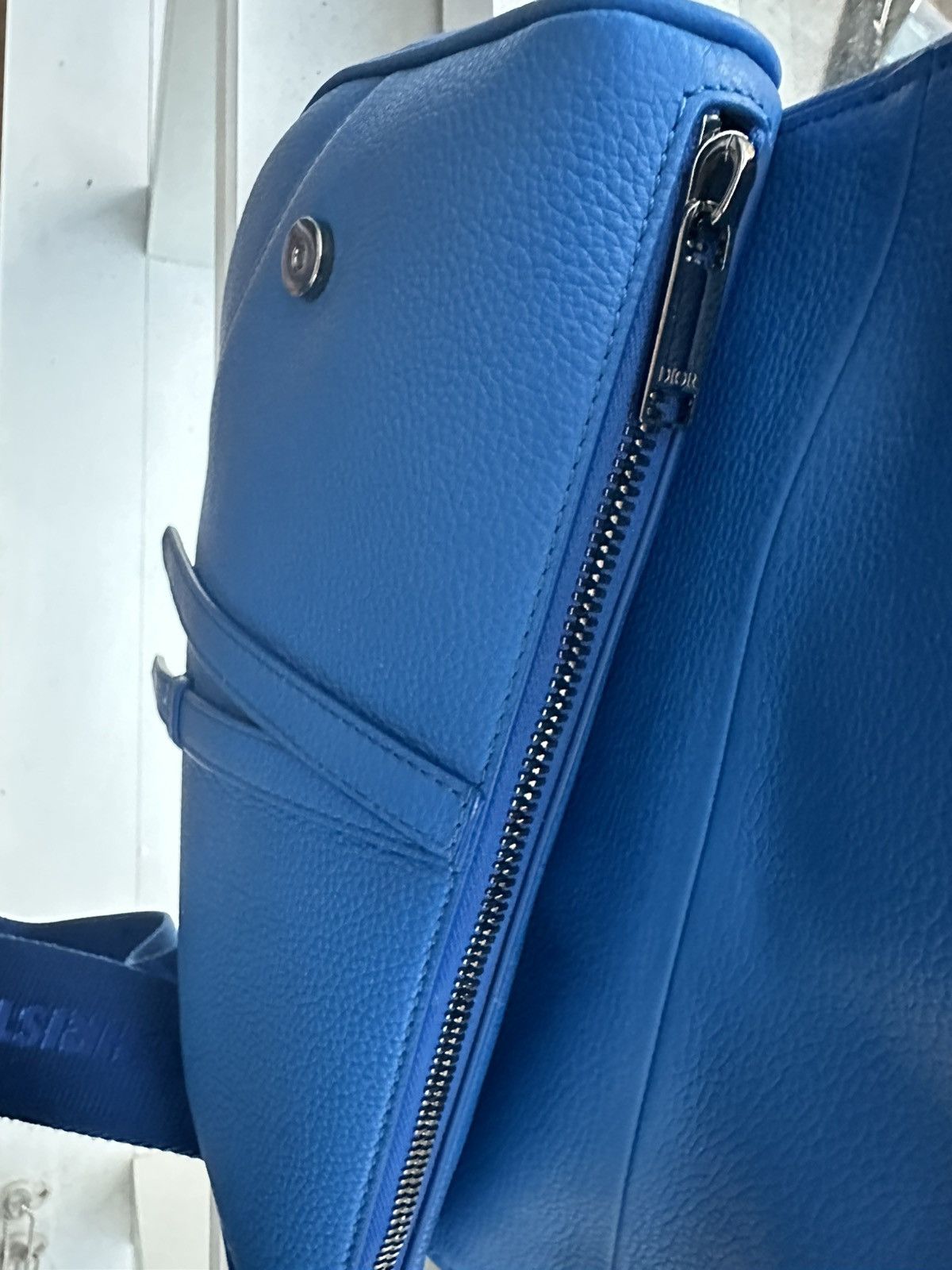 Dior Dior Blue Grained Leather Saddle Bag Size ONE SIZE - 7 Thumbnail