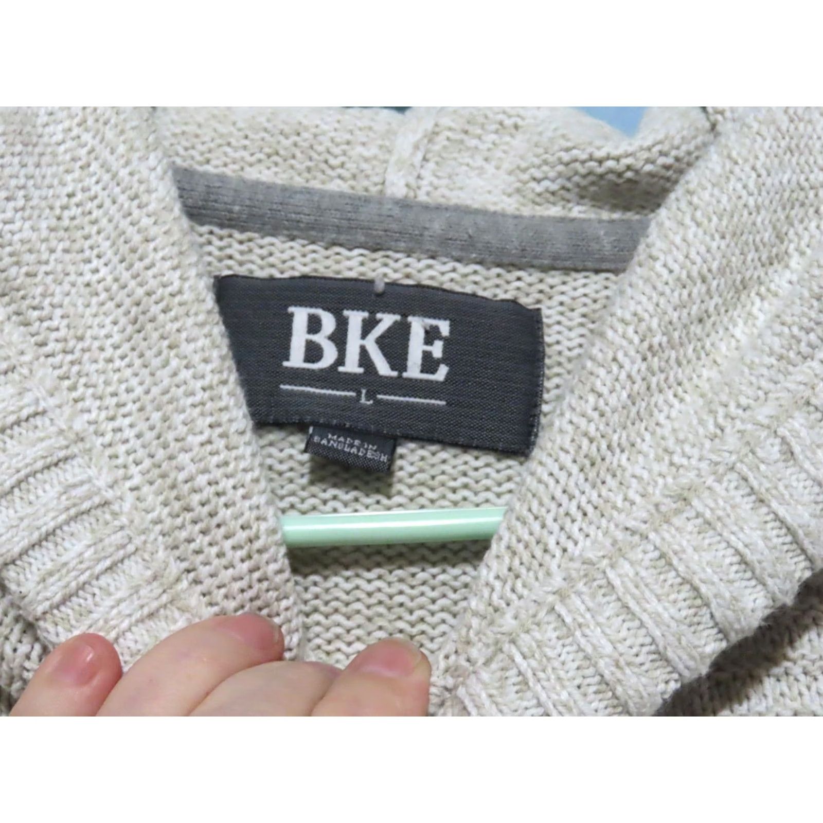 BKE BKE Men's L White Gray Hooded Tight-Knit Sweater Size US L / EU 52-54 / 3 - 4 Thumbnail