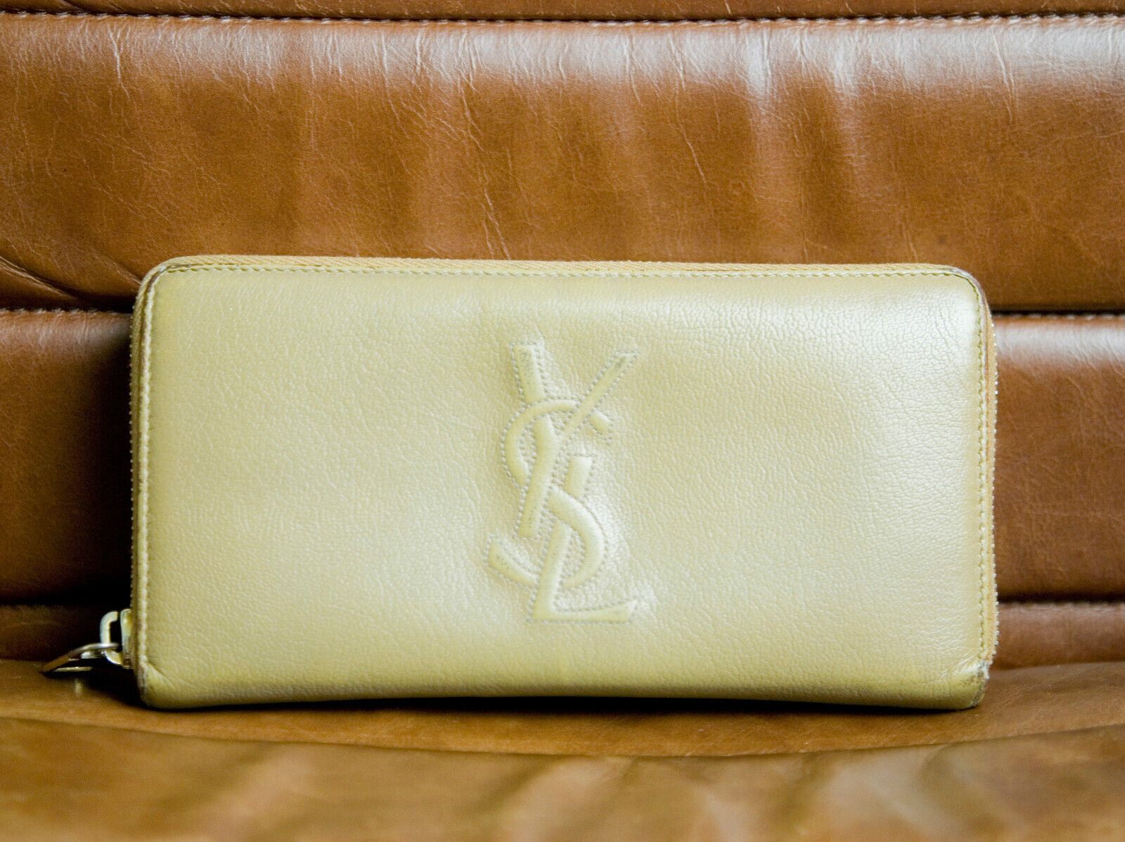 Yves Saint Laurent YSL Yves Saint Laurent Womens Monogram Wallet Long Beige Size ONE SIZE - 4 Thumbnail