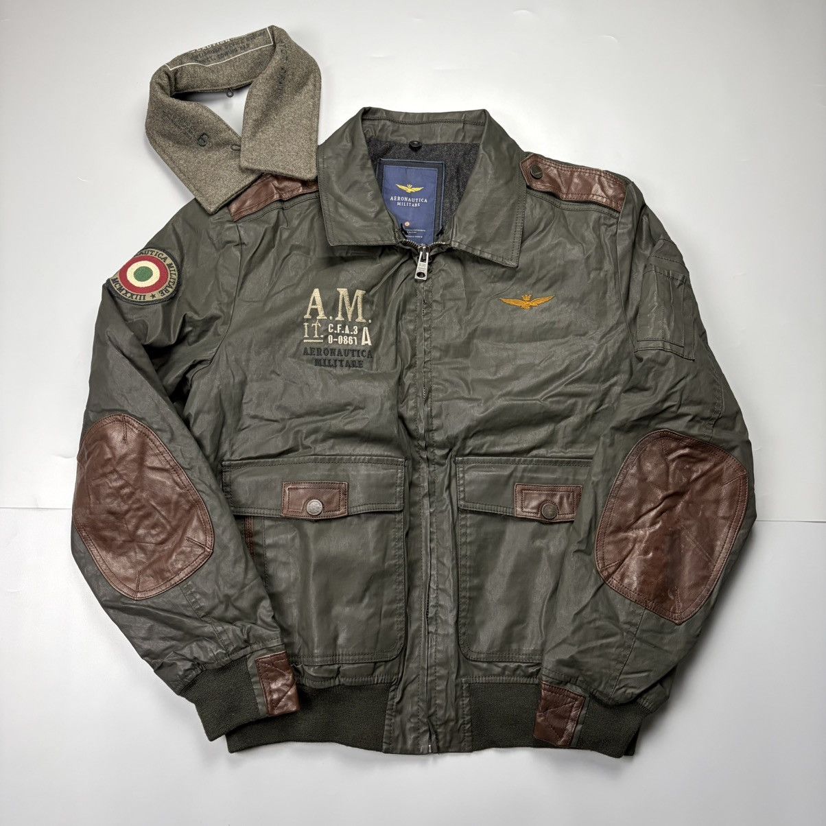 Aeronautica Militare Aeronautica Militare Aviator Waxed Leather Jacket Size US L / EU 52-54 / 3 - 2 Thumbnail